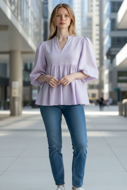Frezi Cotton Linen Peplum Top