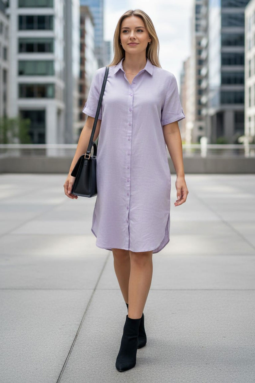 SHRIT DRESS 5 Frezi Cotton Linen Shirt Dress - Image 1